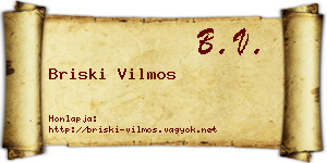 Briski Vilmos névjegykártya
